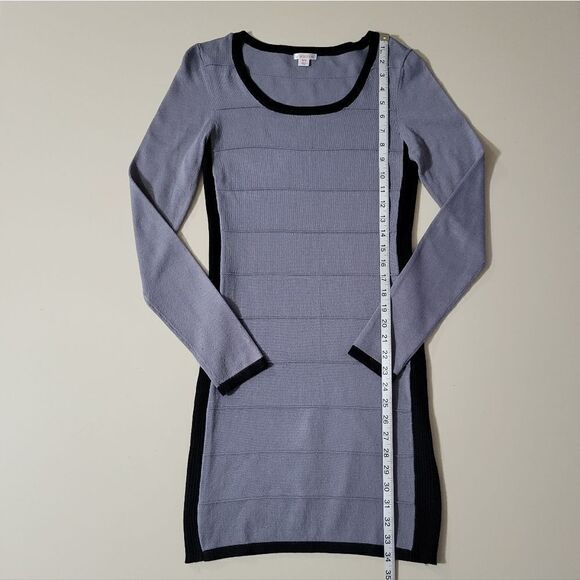 Xhilaration Black and Gray Scoop-neck Knit Long Sleeve Knit Midi Dress - Picture 4 of 10